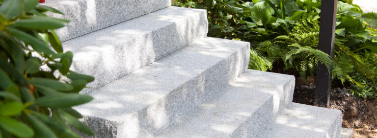 Concrete Front Steps Makeover Using Granite Entry Steps